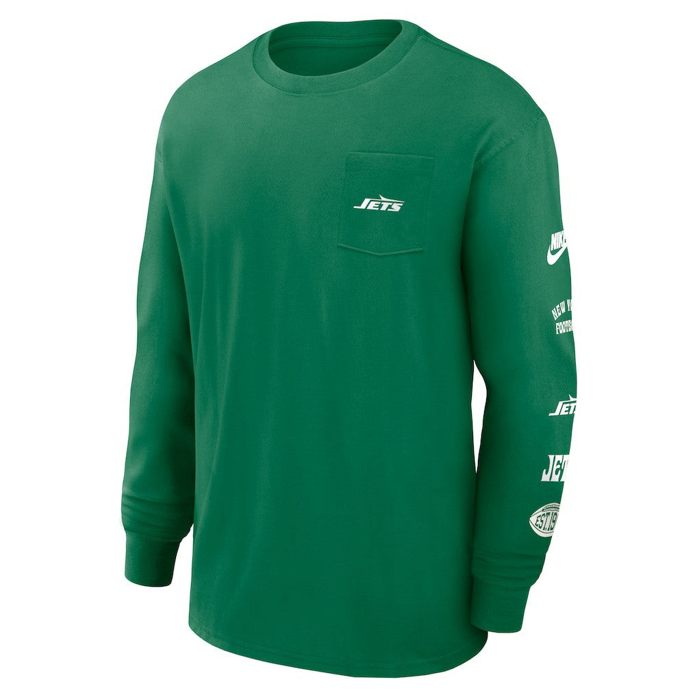New York Jets Nike Rewind Heavy Max90 Pocket Long Sleeve T-Shirt