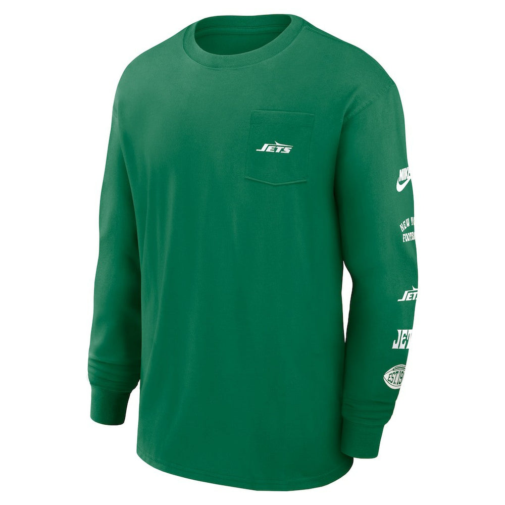 New York Jets Nike Rewind Heavy Max90 Pocket Long Sleeve T-Shirt