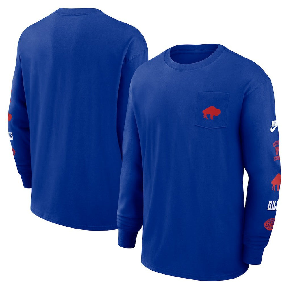 Buffalo Bills Nike Rewind Heavy Max90 Pocket Long Sleeve T-Shirt