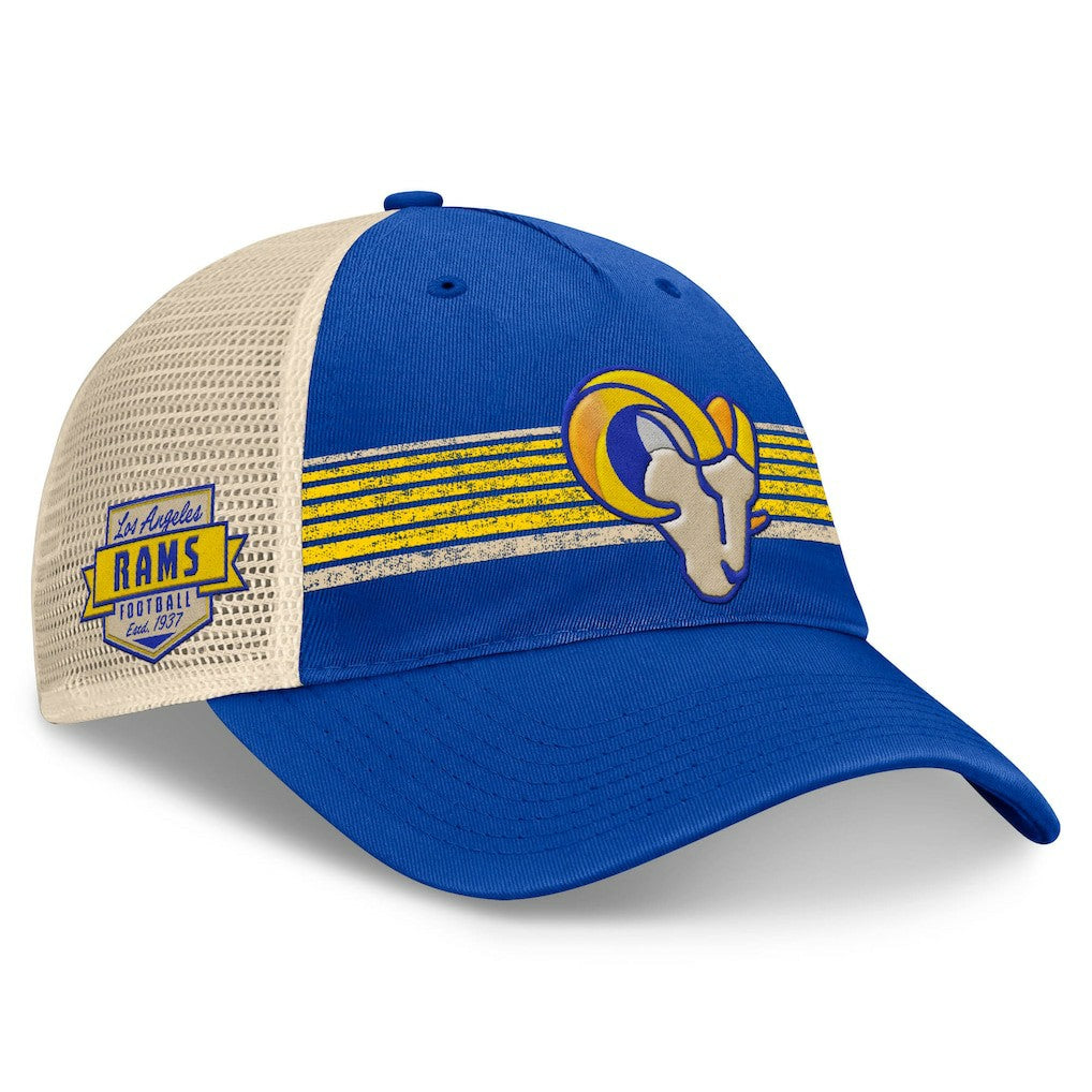 Los Angeles Rams Fanatics Center Stripe Trucker Adjustable Hat