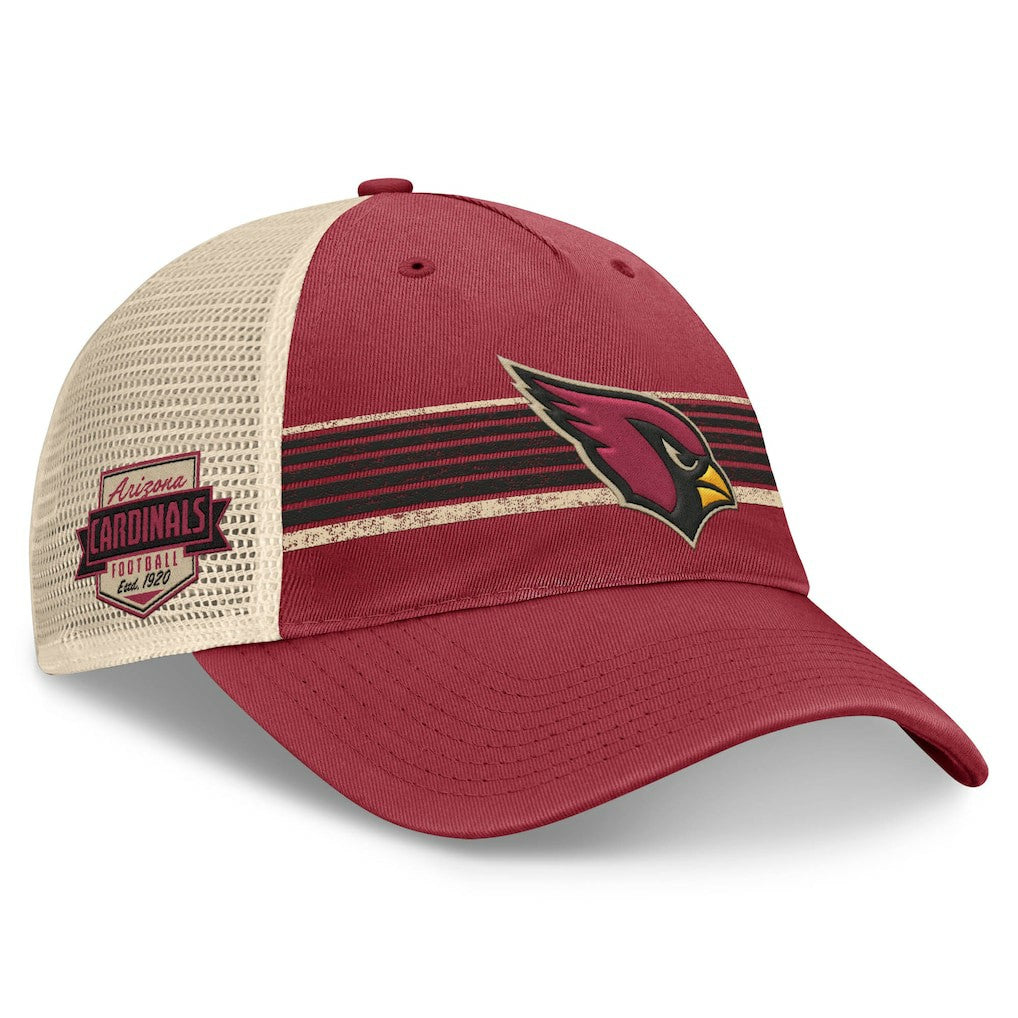 Arizona Cardinals Fanatics Center Stripe Trucker Adjustable Hat