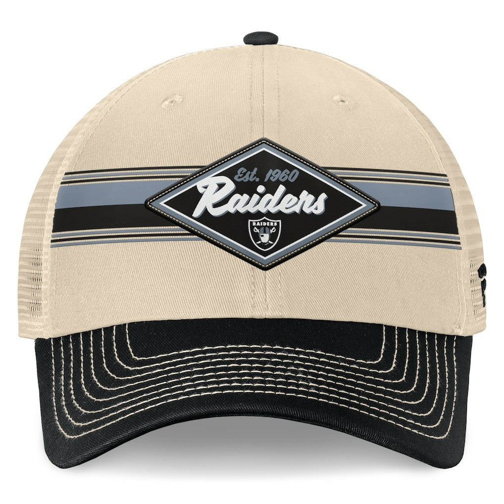 Las Vegas Raiders Fanatics Diamond Stripe Trucker Adjustable Hat