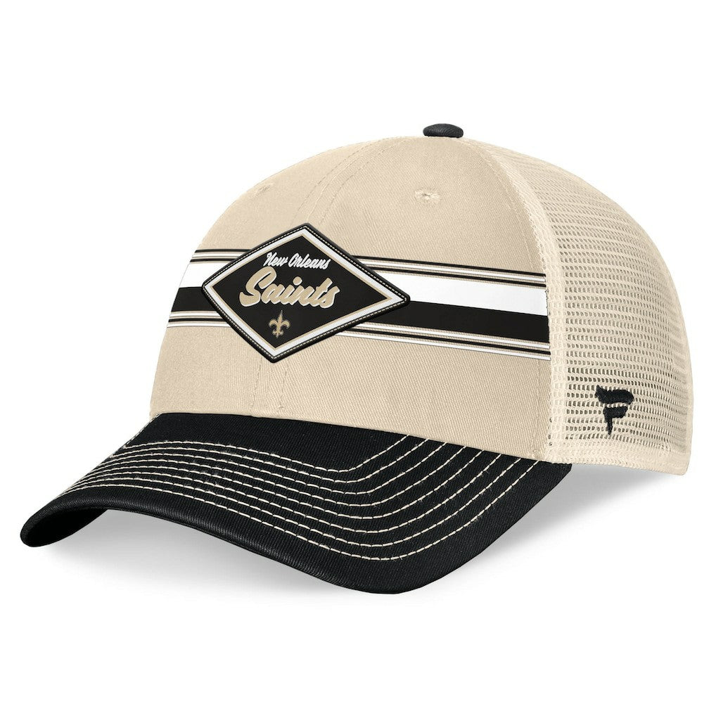 New Orleans Saints Fanatics Diamond Stripe Trucker Adjustable Hat