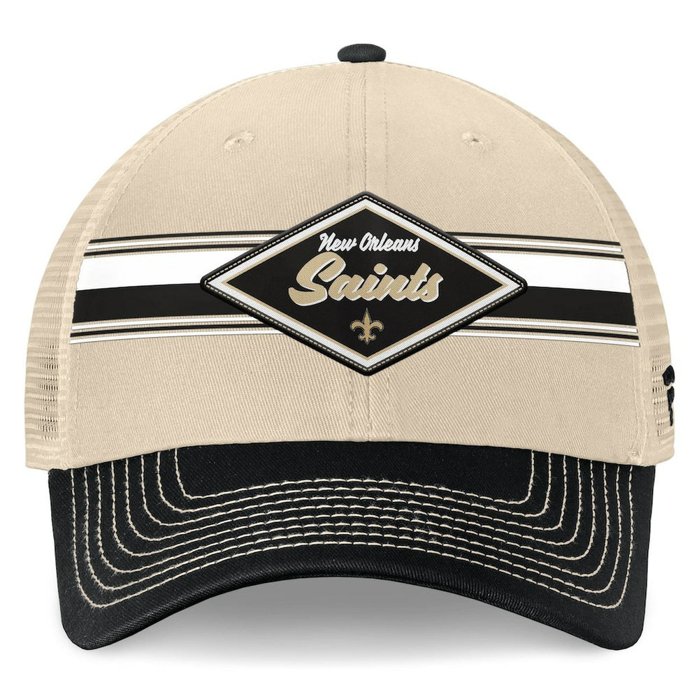 New Orleans Saints Fanatics Diamond Stripe Trucker Adjustable Hat