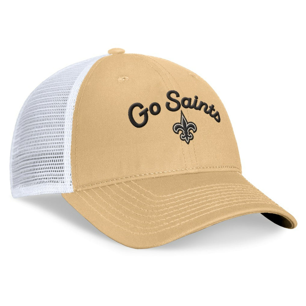New Orleans Saints Fanatics Women's Slogan Trucker Adjustable Hat
