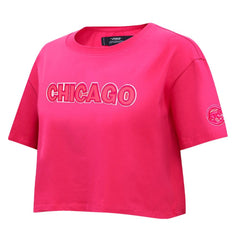 Chicago Cubs Pro Standard Women's Triple Pink Boxy Cropped T-Shirt | MLB On Sale