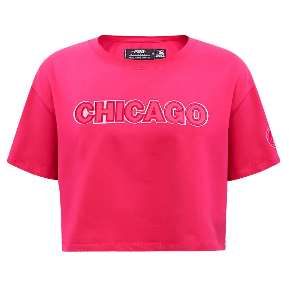Chicago Cubs Pro Standard Women's Triple Pink Boxy Cropped T-Shirt | MLB On Sale