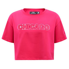 Chicago Cubs Pro Standard Women's Triple Pink Boxy Cropped T-Shirt | MLB On Sale