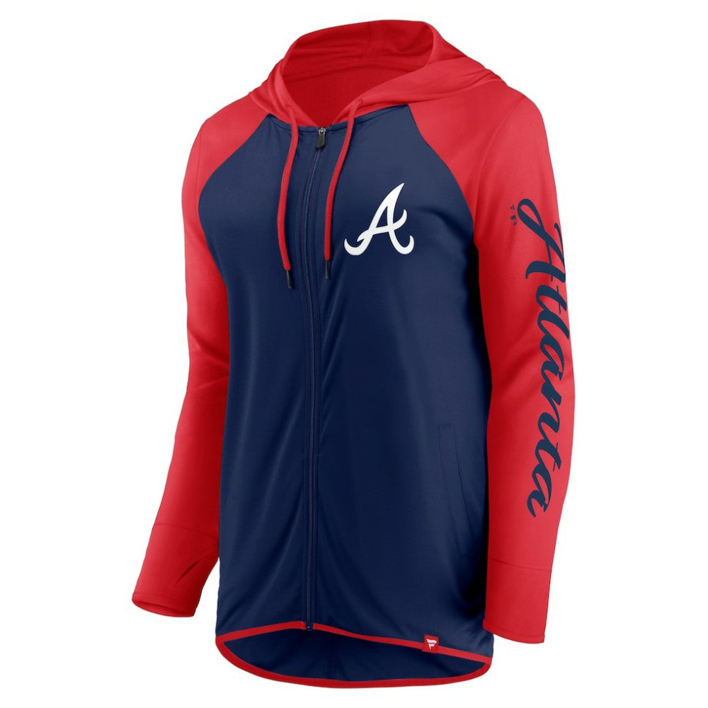 Atlanta Braves Fanatics Women's Script Sleeve Full-Zip Hoodie | MLB Outlet