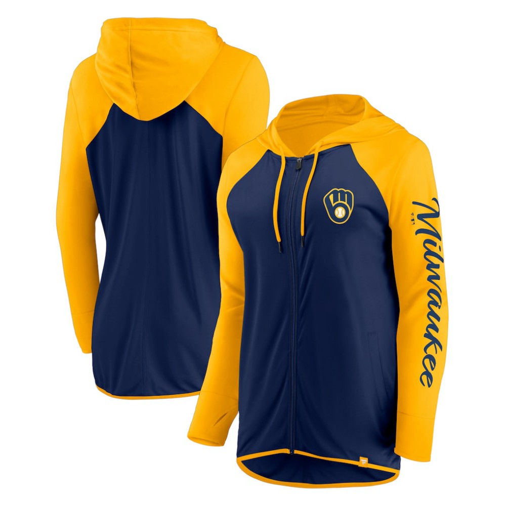 Milwaukee Brewers Fanatics Women's Script Sleeve Full-Zip Hoodie | MLB Online