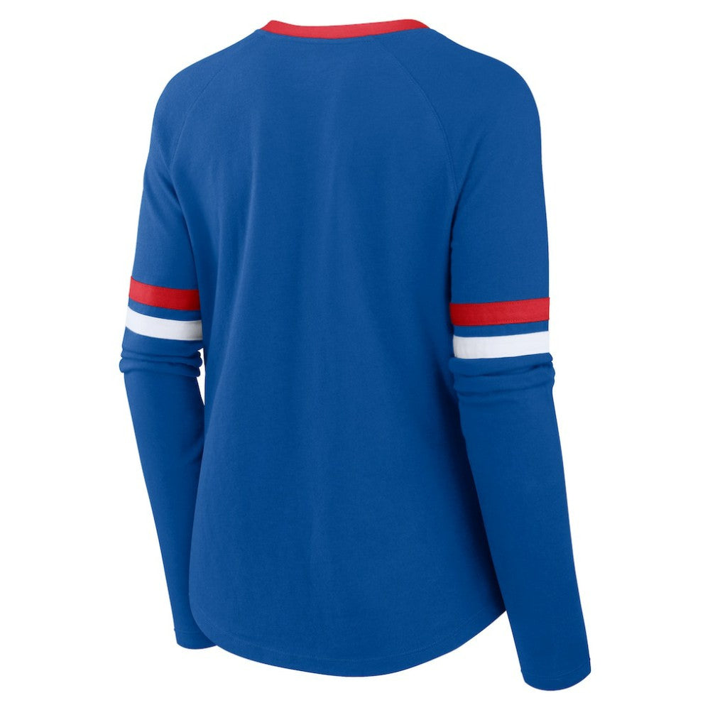 Chicago Cubs Fanatics Women's Won & Done Raglan Lace-Up Long Sleeve T-Shirt | MLB US