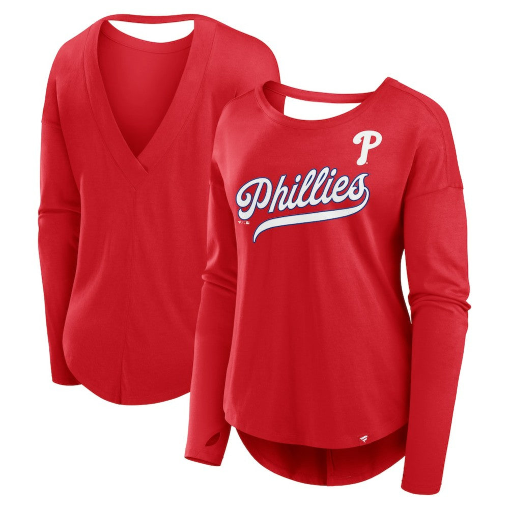 Philadelphia Phillies Fanatics Women's Core Boat Neck Long Sleeve T-Shirt  | MLB Outlet