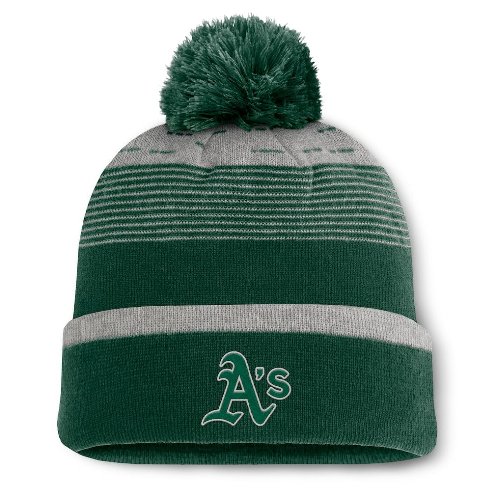 Athletics Fanatics Fundamental Gradient Cuffed Knit Hat with Pom | MLB New