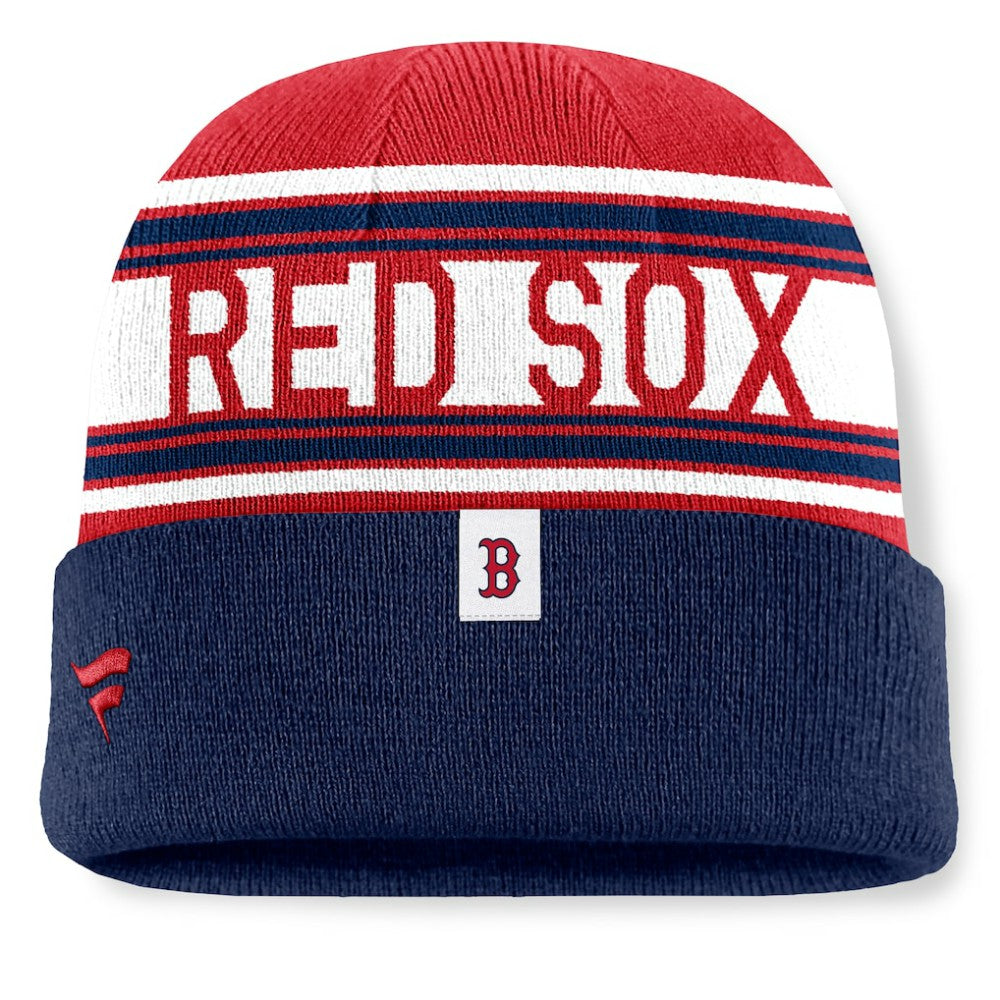 Boston Red Sox Fanatics Fundamental Team Stripe Cuffed Knit Hat | MLB Outlet