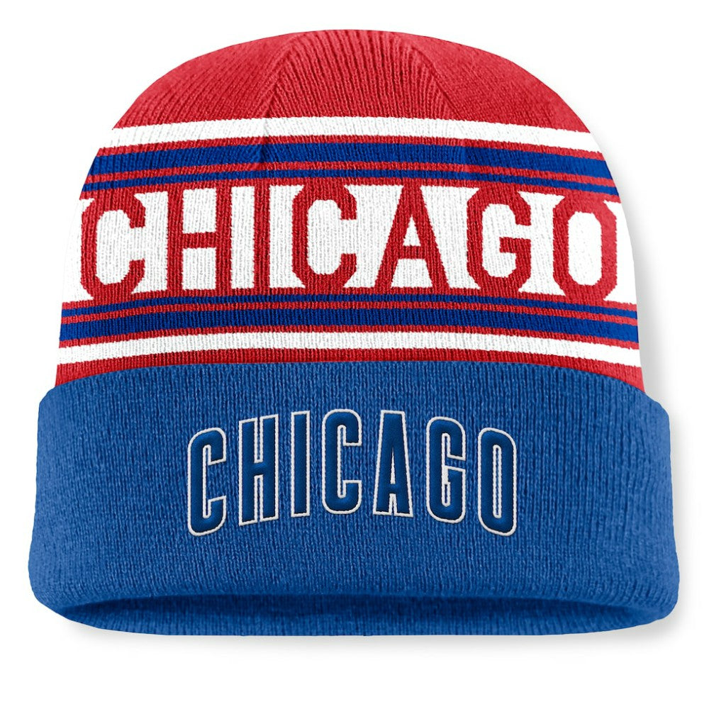 Chicago Cubs Fanatics Fundamental Team Stripe Cuffed Knit Hat | MLB On Sale