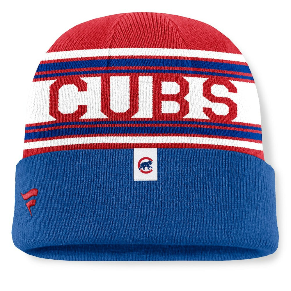 Chicago Cubs Fanatics Fundamental Team Stripe Cuffed Knit Hat | MLB On Sale