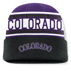 Colorado Rockies Fanatics Fundamental Team Stripe Cuffed Knit Hat | MLB Sale