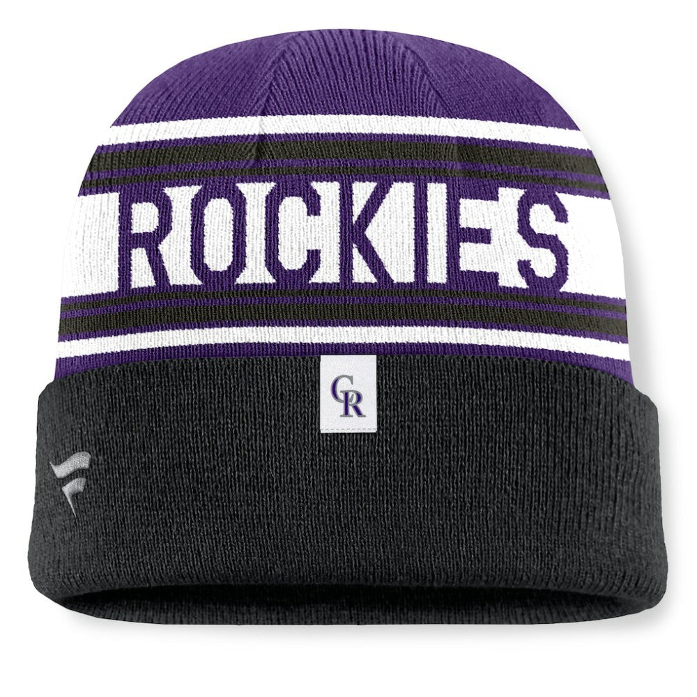 Colorado Rockies Fanatics Fundamental Team Stripe Cuffed Knit Hat | MLB Sale
