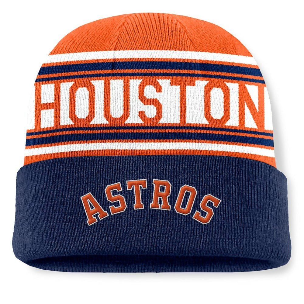 Houston Astros Fanatics Fundamental Team Stripe Cuffed Knit Hat | MLB Outlet
