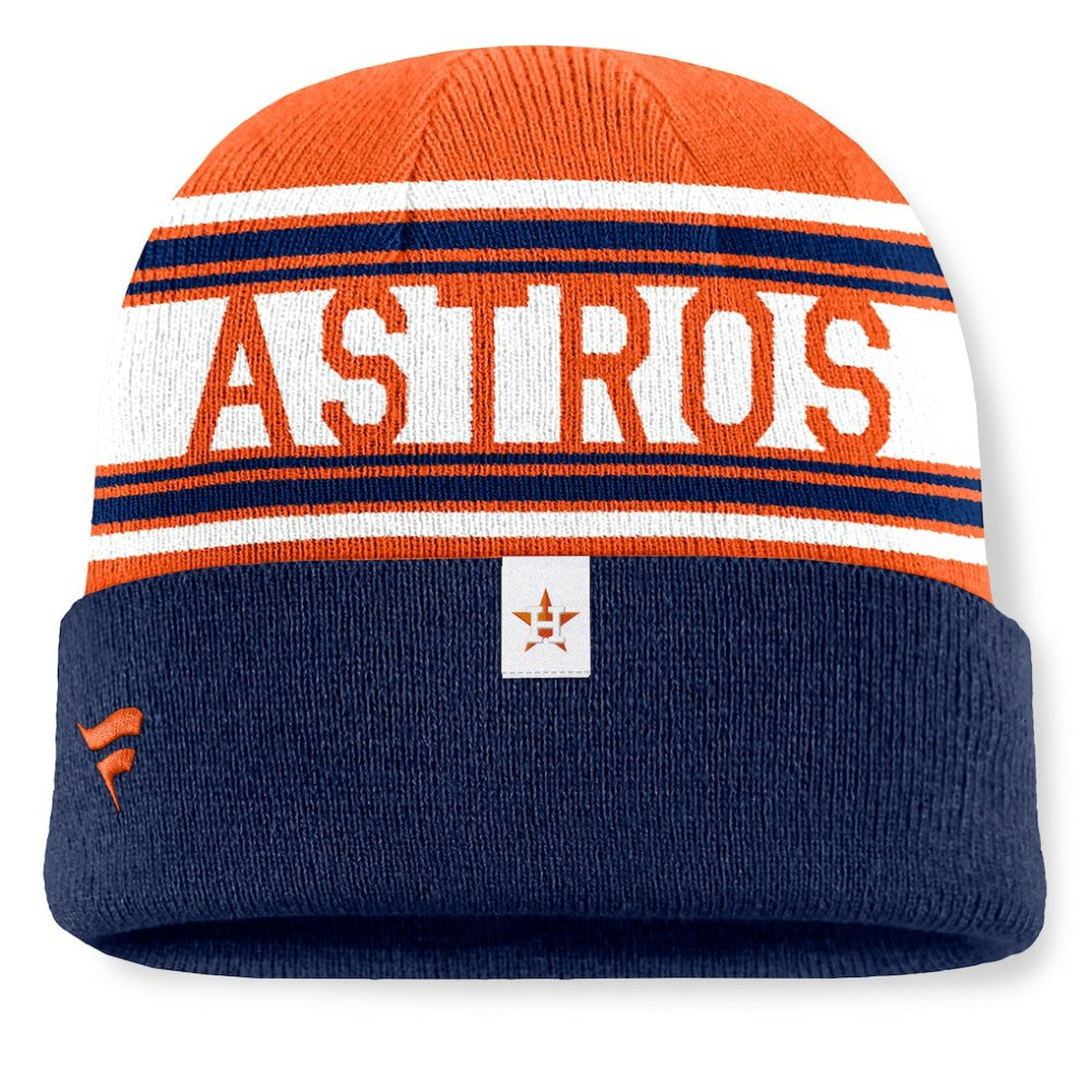 Houston Astros Fanatics Fundamental Team Stripe Cuffed Knit Hat | MLB Outlet