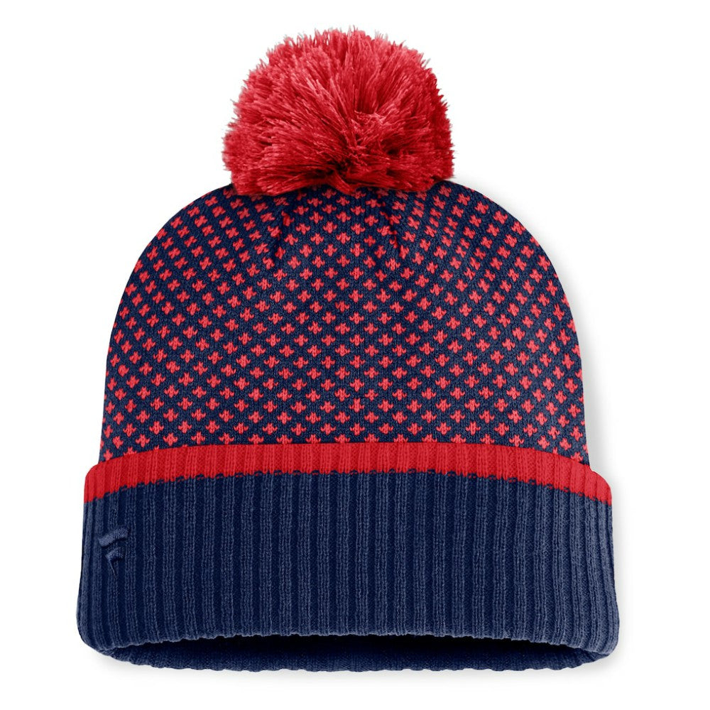 Boston Red Sox Fanatics Women's Fundamental Jacquard Cuffed Knit Hat with Pom | MLB Near me