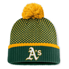 Athletics Fanatics Women's Fundamental Jacquard Cuffed Knit Hat with Pom | MLB New