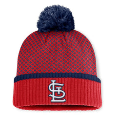 St. Louis Cardinals Fanatics Women's Fundamental Jacquard Cuffed Knit Hat with Pom | MLB Discount