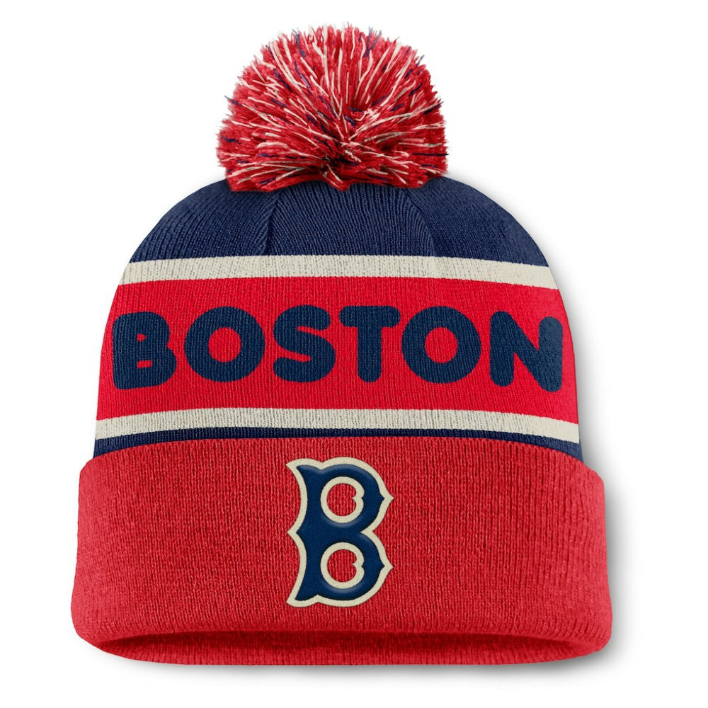 Boston Red Sox Fanatics Heritage Cuffed Knit Hat with Pom | MLB On Sale