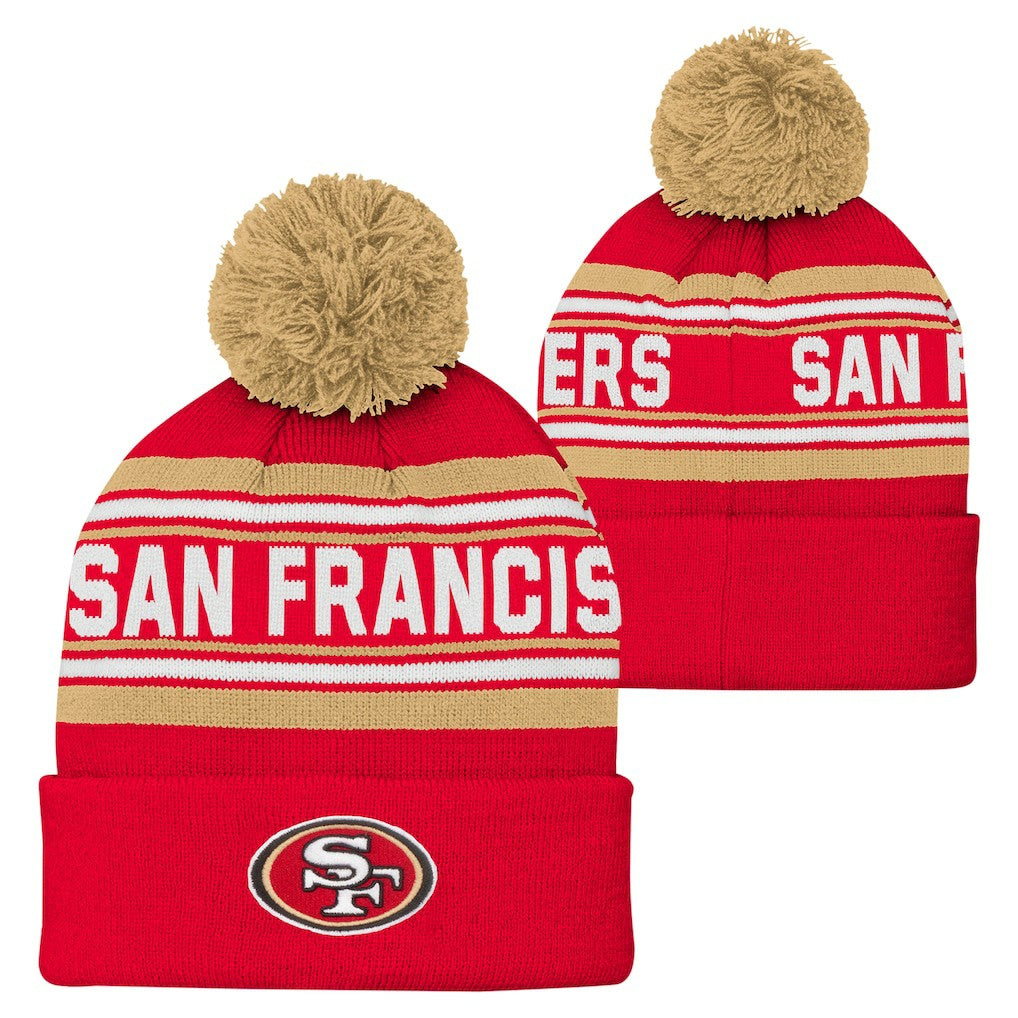 San Francisco 49ers  Youth Jacquard Cuffed Knit Hat with Pom