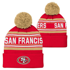 San Francisco 49ers  Youth Jacquard Cuffed Knit Hat with Pom