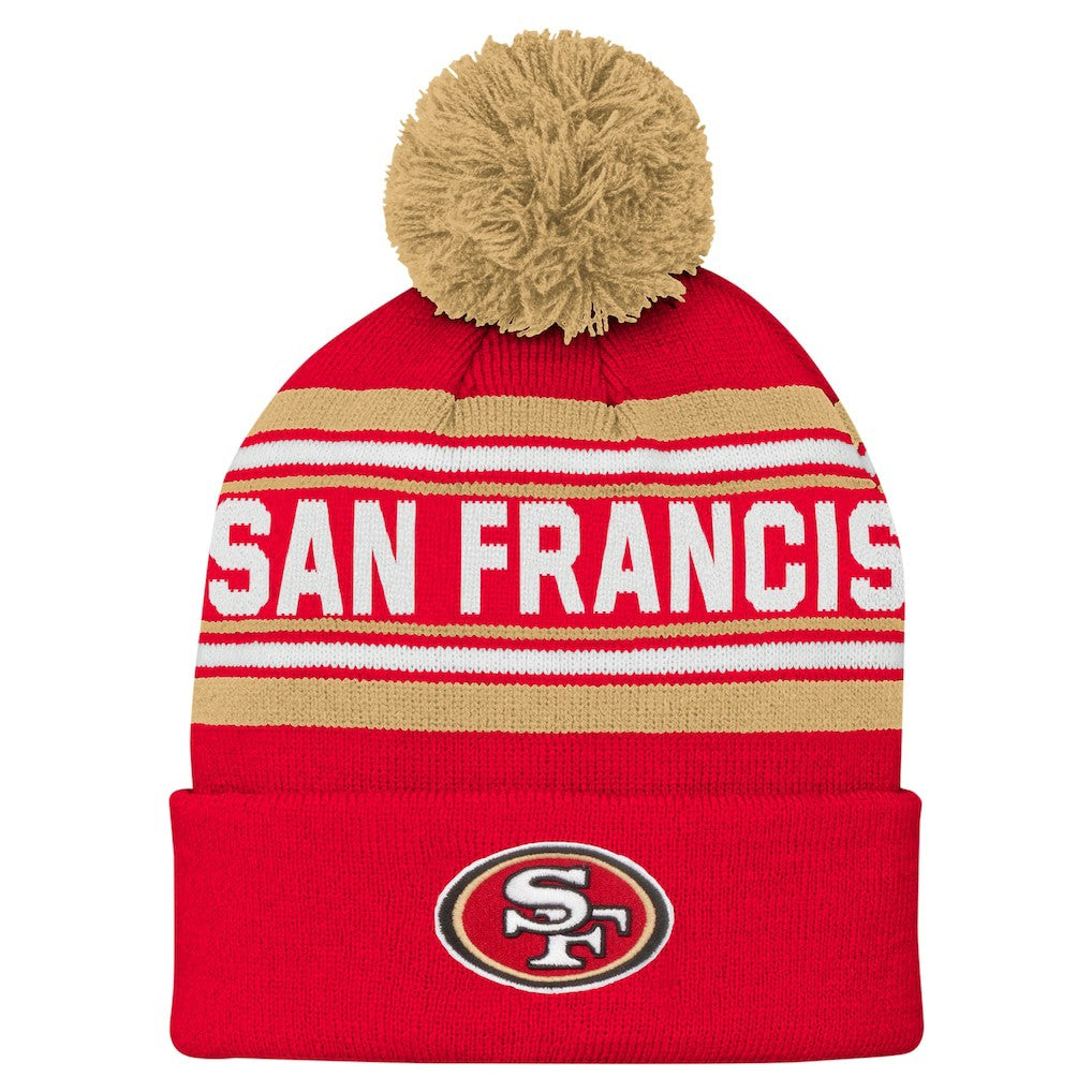 San Francisco 49ers  Youth Jacquard Cuffed Knit Hat with Pom