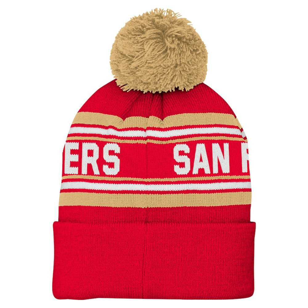 San Francisco 49ers  Youth Jacquard Cuffed Knit Hat with Pom