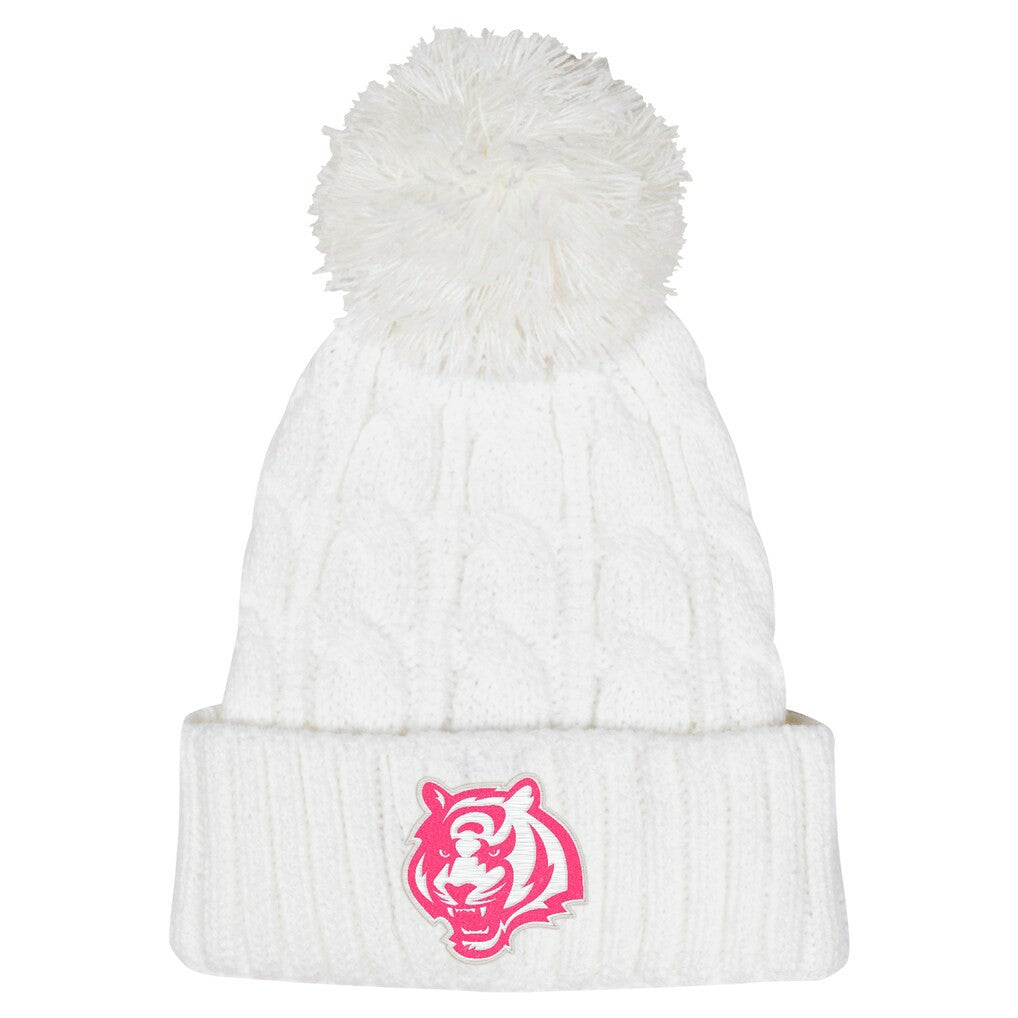 Cincinnati Bengals  Girls Youth Cable Cuffed Knit Hat with Pom