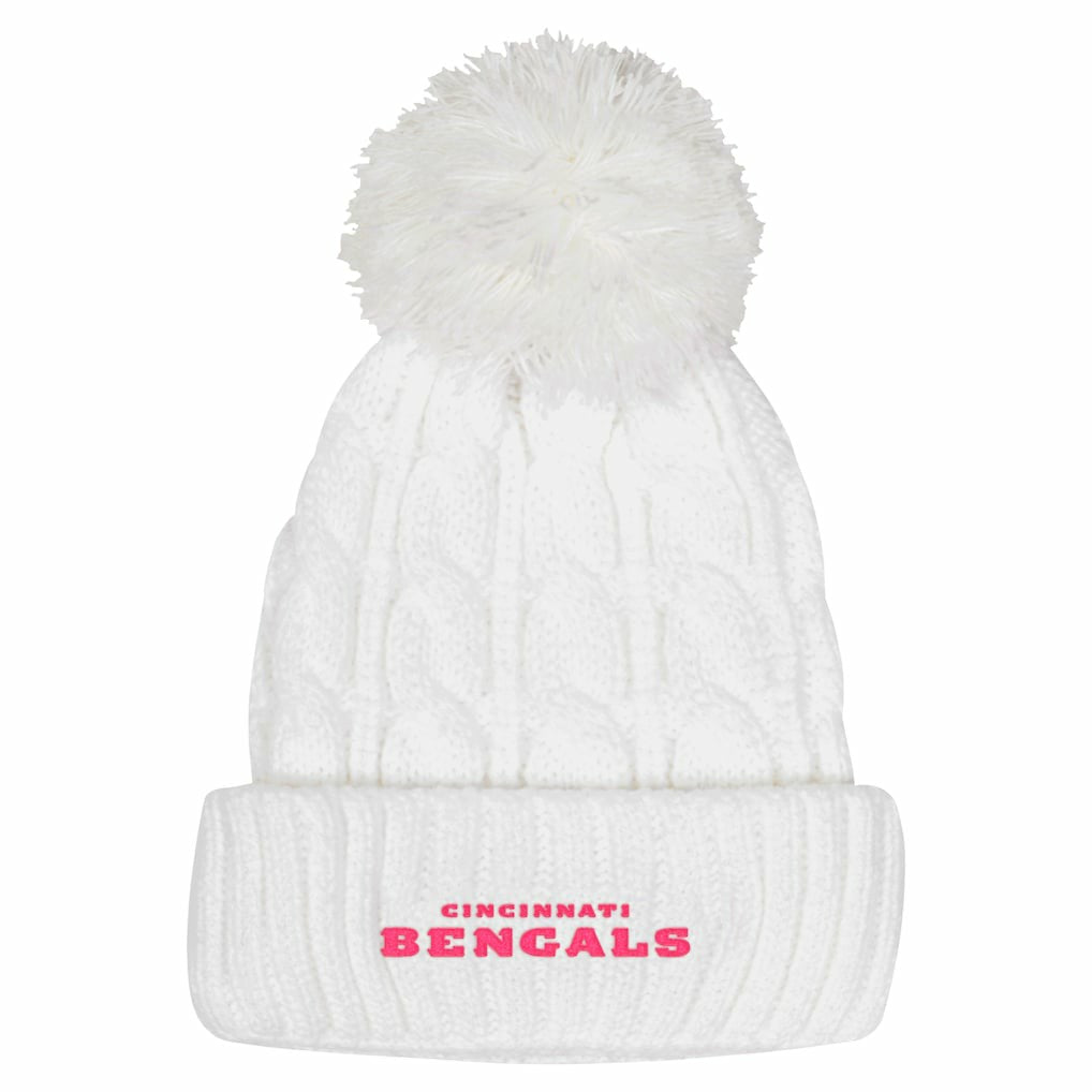 Cincinnati Bengals  Girls Youth Cable Cuffed Knit Hat with Pom