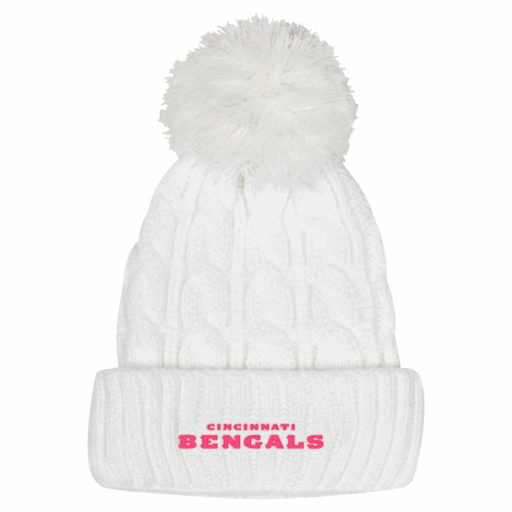 Cincinnati Bengals  Girls Youth Cable Cuffed Knit Hat with Pom