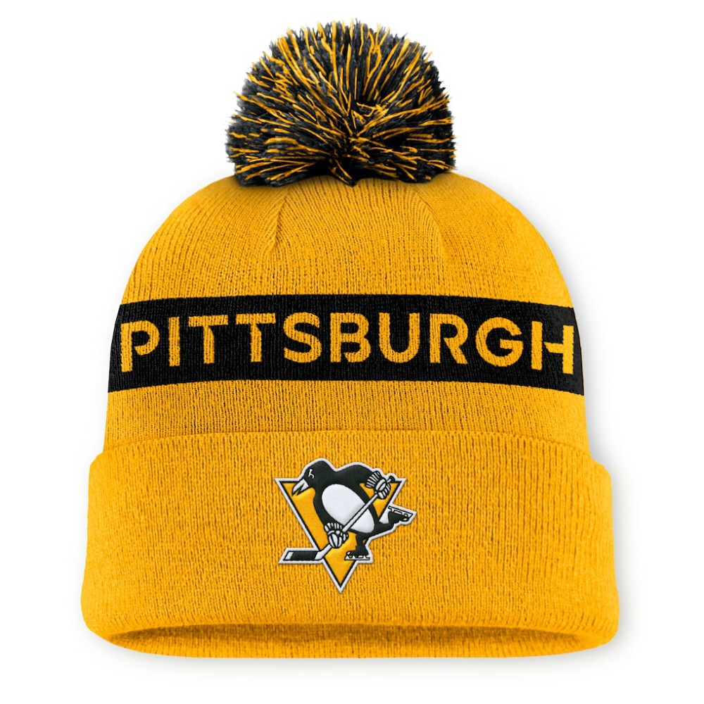 Pittsburgh Penguins Fanatics Women's Authentic Pro Rink Cuffed Knit Hat with Pom Outlet