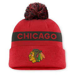Chicago Blackhawks Fanatics Women's Authentic Pro Rink Cuffed Knit Hat with Pom Outlet
