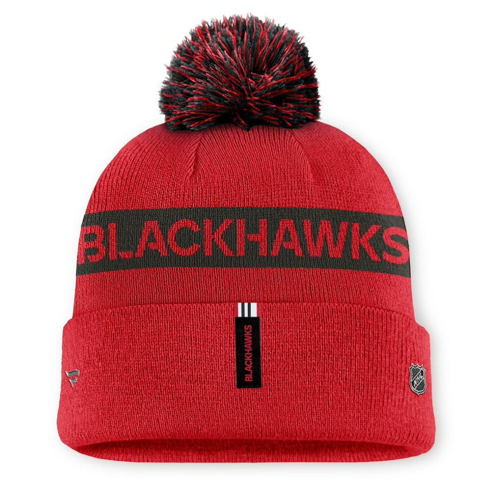 Chicago Blackhawks Fanatics Women's Authentic Pro Rink Cuffed Knit Hat with Pom Outlet