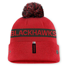 Chicago Blackhawks Fanatics Women's Authentic Pro Rink Cuffed Knit Hat with Pom Outlet