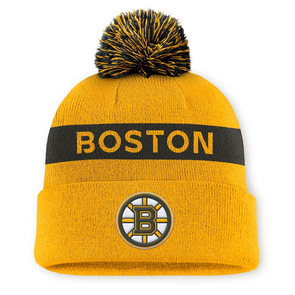 Boston Bruins Fanatics Women's Authentic Pro Rink Cuffed Knit Hat with Pom Online