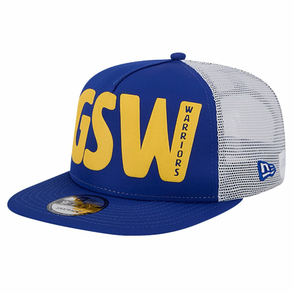 Golden State Warriors Puff Print Team Code A-Frame 9FIFTY Trucker Snapback Hat sale Outlet