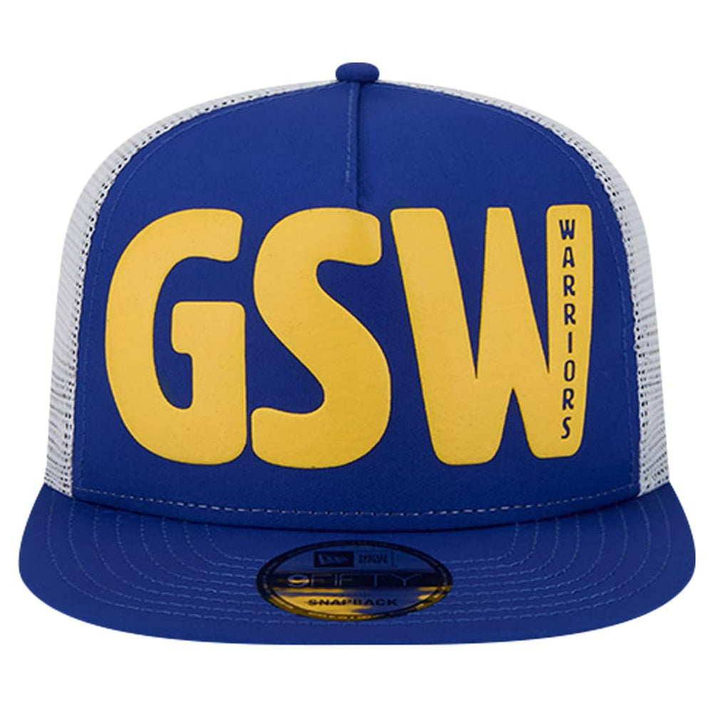 Golden State Warriors Puff Print Team Code A-Frame 9FIFTY Trucker Snapback Hat sale Outlet