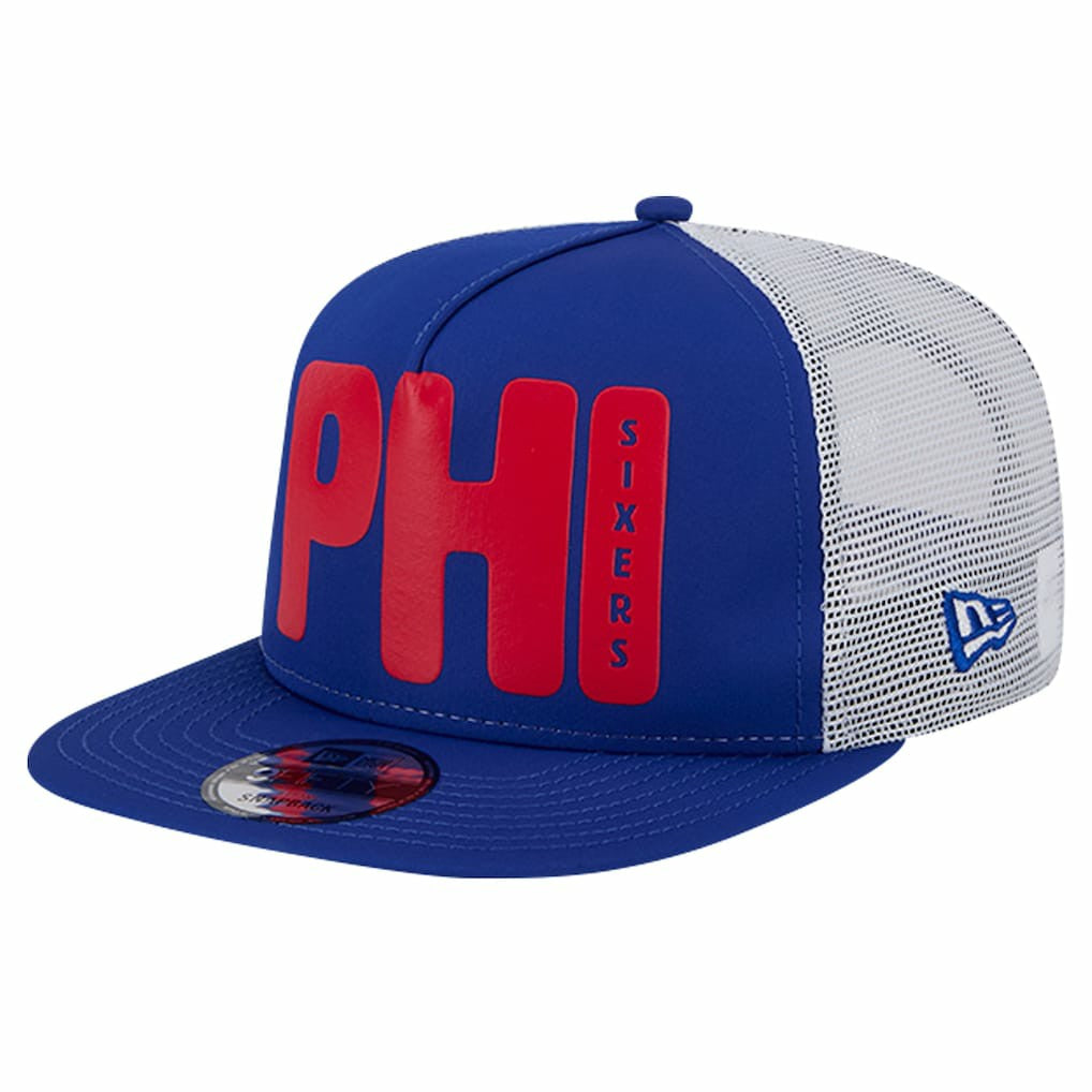 Philadelphia 76ers Puff Print Team Code A-Frame 9FIFTY Trucker Snapback Hat On Sale