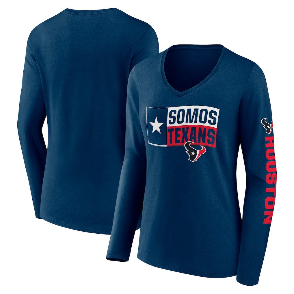 Houston Texans Fanatics Hometown Sweep Long Sleeve V-Neck T-Shirt