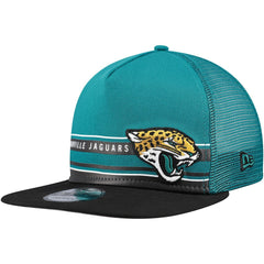 Jacksonville Jaguars New Era Half Stripe Trucker A-Frame 9FIFTY Snapback Hat