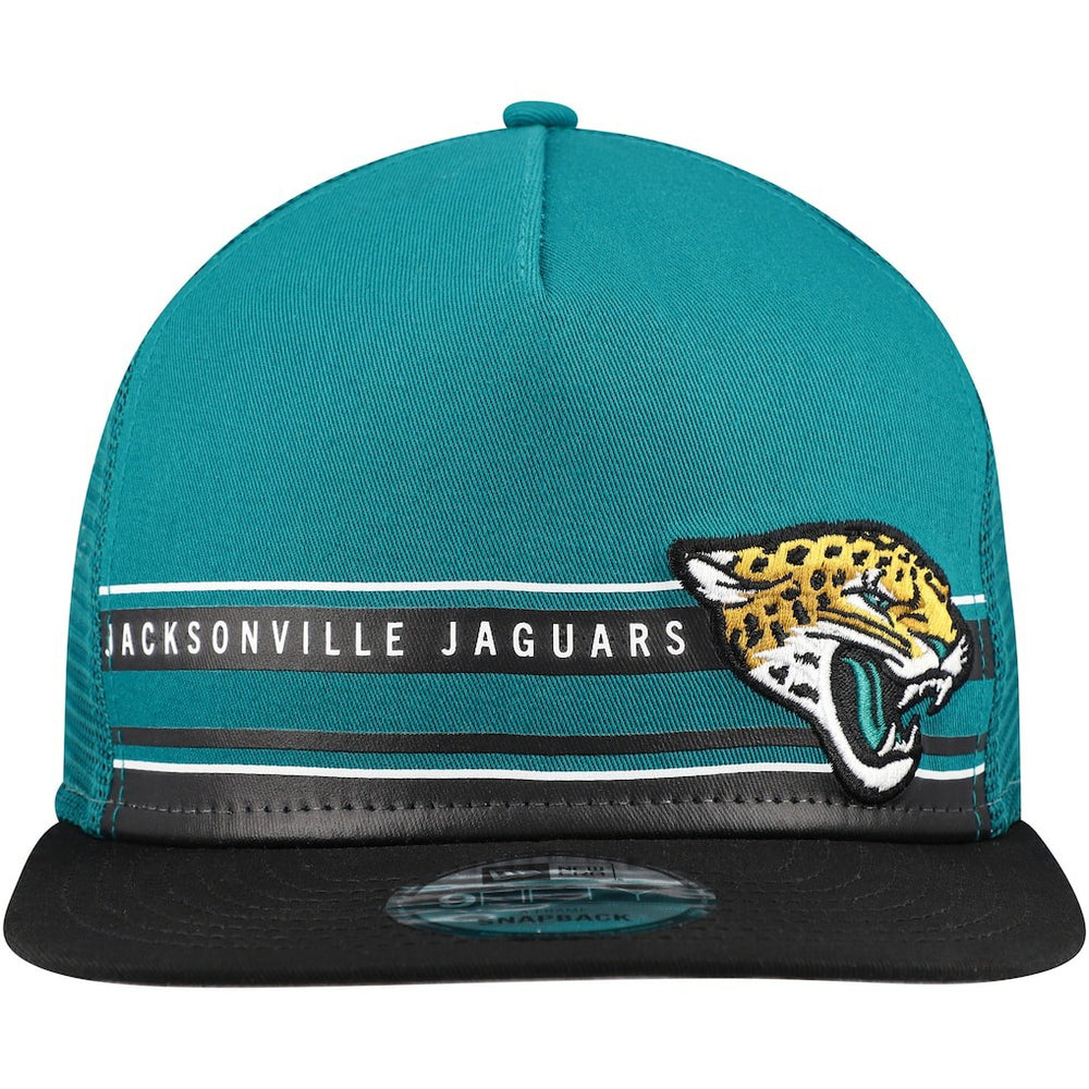 Jacksonville Jaguars New Era Half Stripe Trucker A-Frame 9FIFTY Snapback Hat
