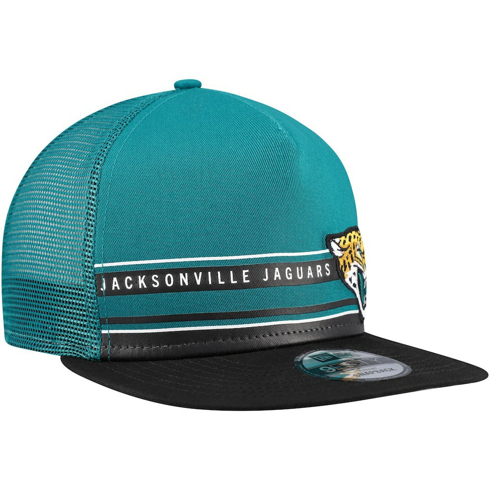 Jacksonville Jaguars New Era Half Stripe Trucker A-Frame 9FIFTY Snapback Hat