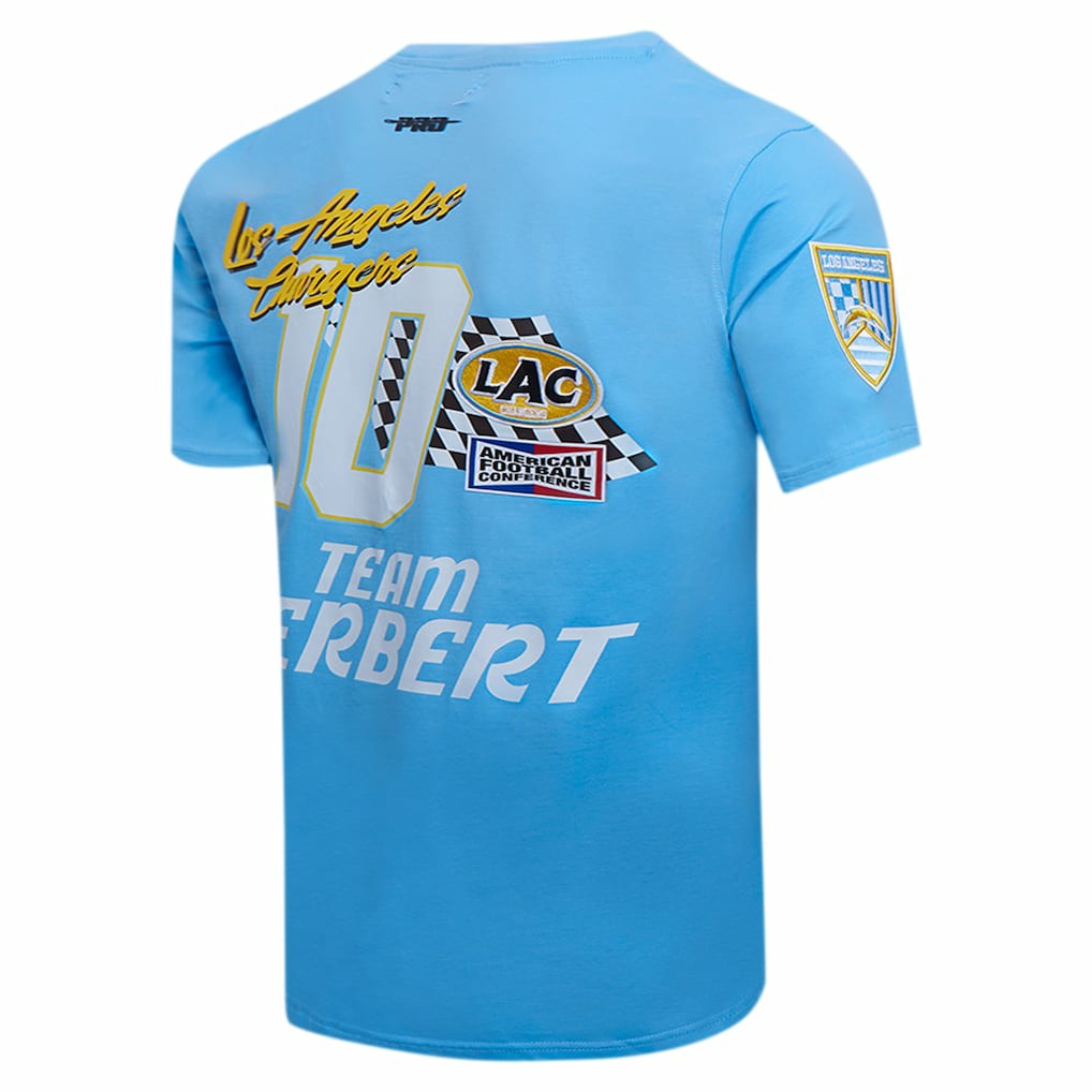 Los Angeles Chargers  Justin Herbert  Pro Standard Fast Lane Name & Number Player T-Shirt