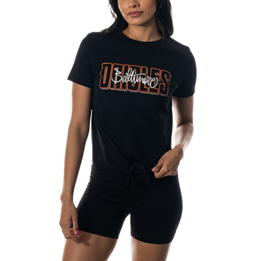 Baltimore Orioles The Wild Collective Women's Twist Front T-Shirt | MLB Shop