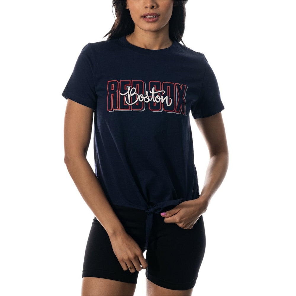 Boston Red Sox The Wild Collective Women's Twist Front T-Shirt | MLB Sale